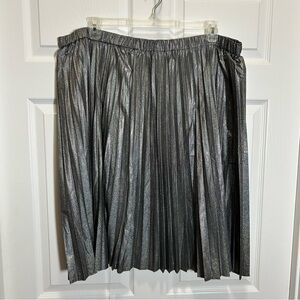 Jessica London Silver Midi Pleated Cocktail Skirt